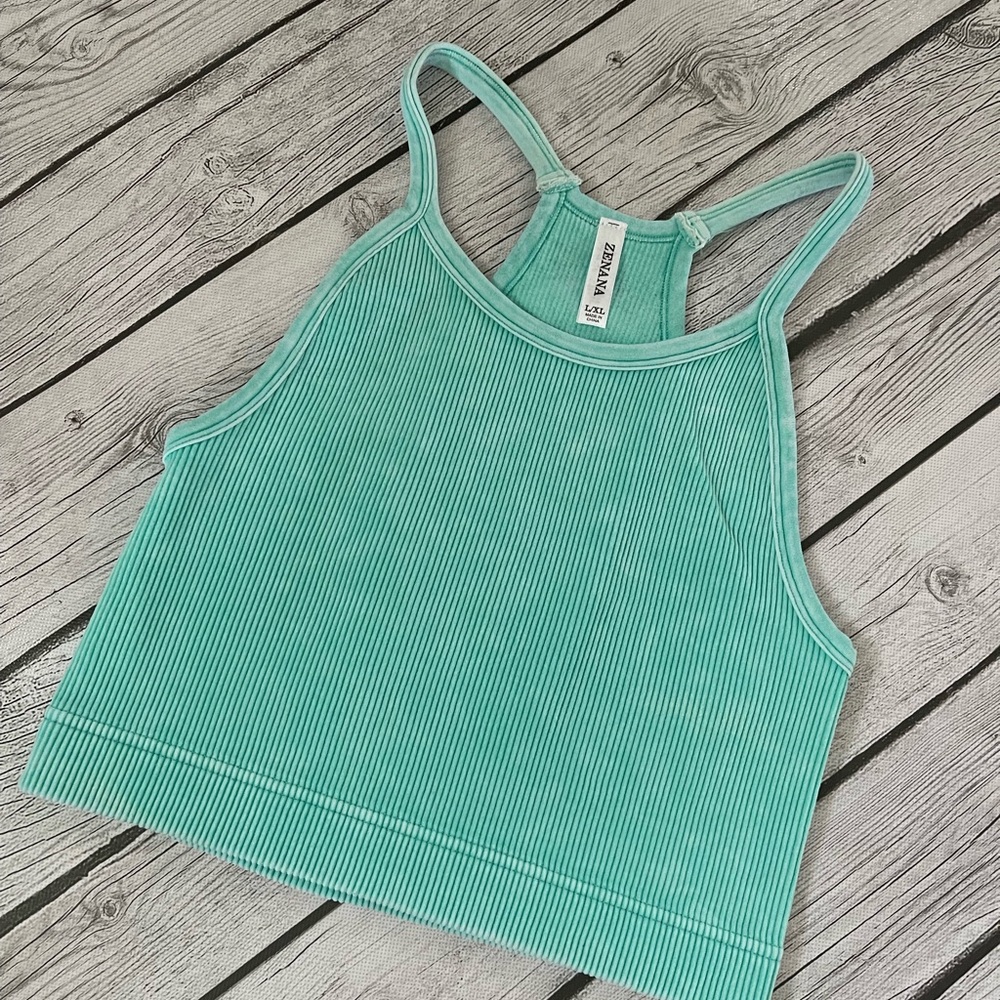 Wild Fable Teal Ribbed Crop Top
